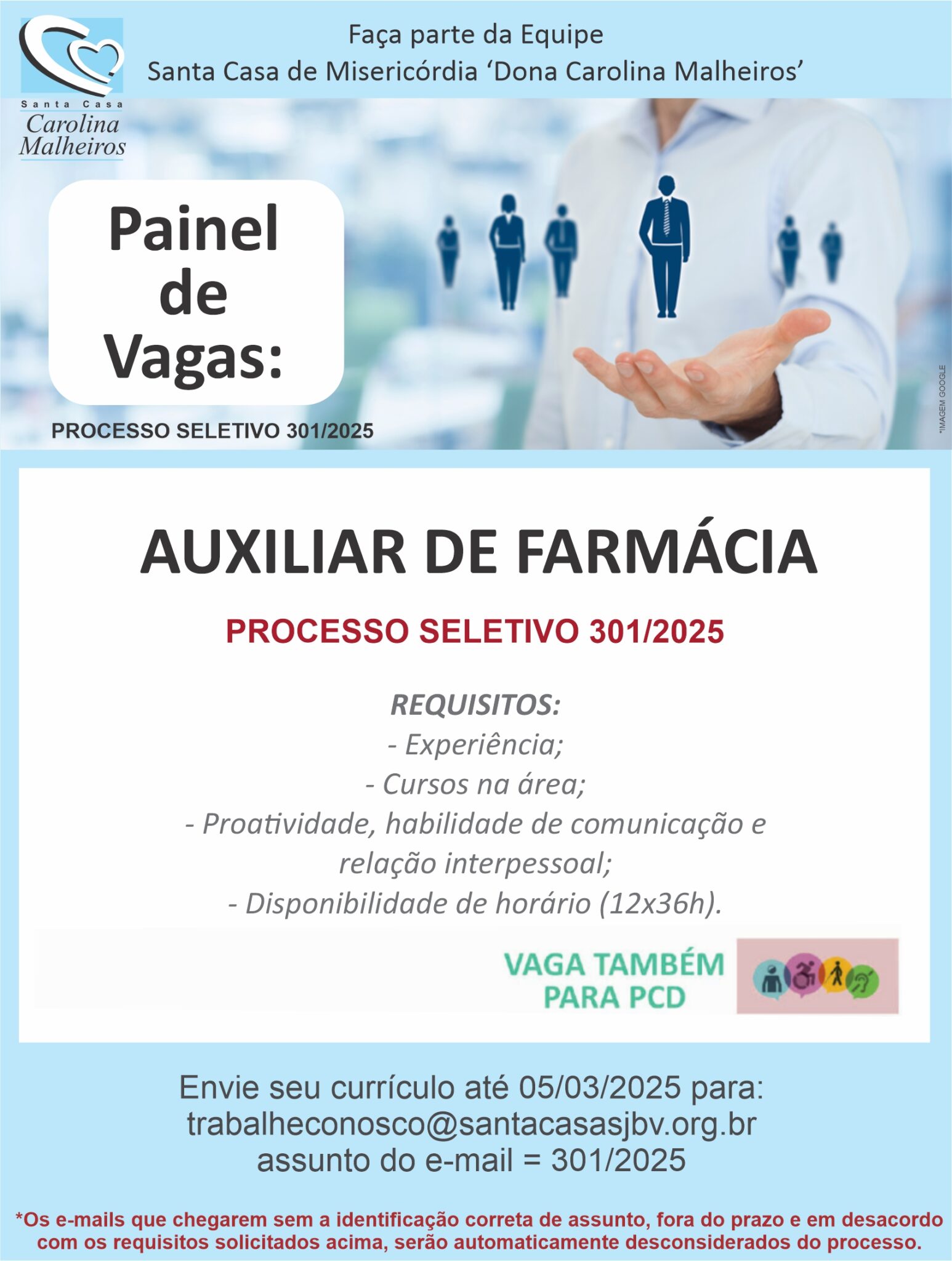 Vaga para Auxiliar de Farmácia - Santa Casa de Misericórdia Carolina ...